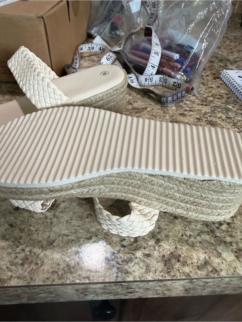 Woven Cream Platform Sandals for Women - Elevated Casual Style